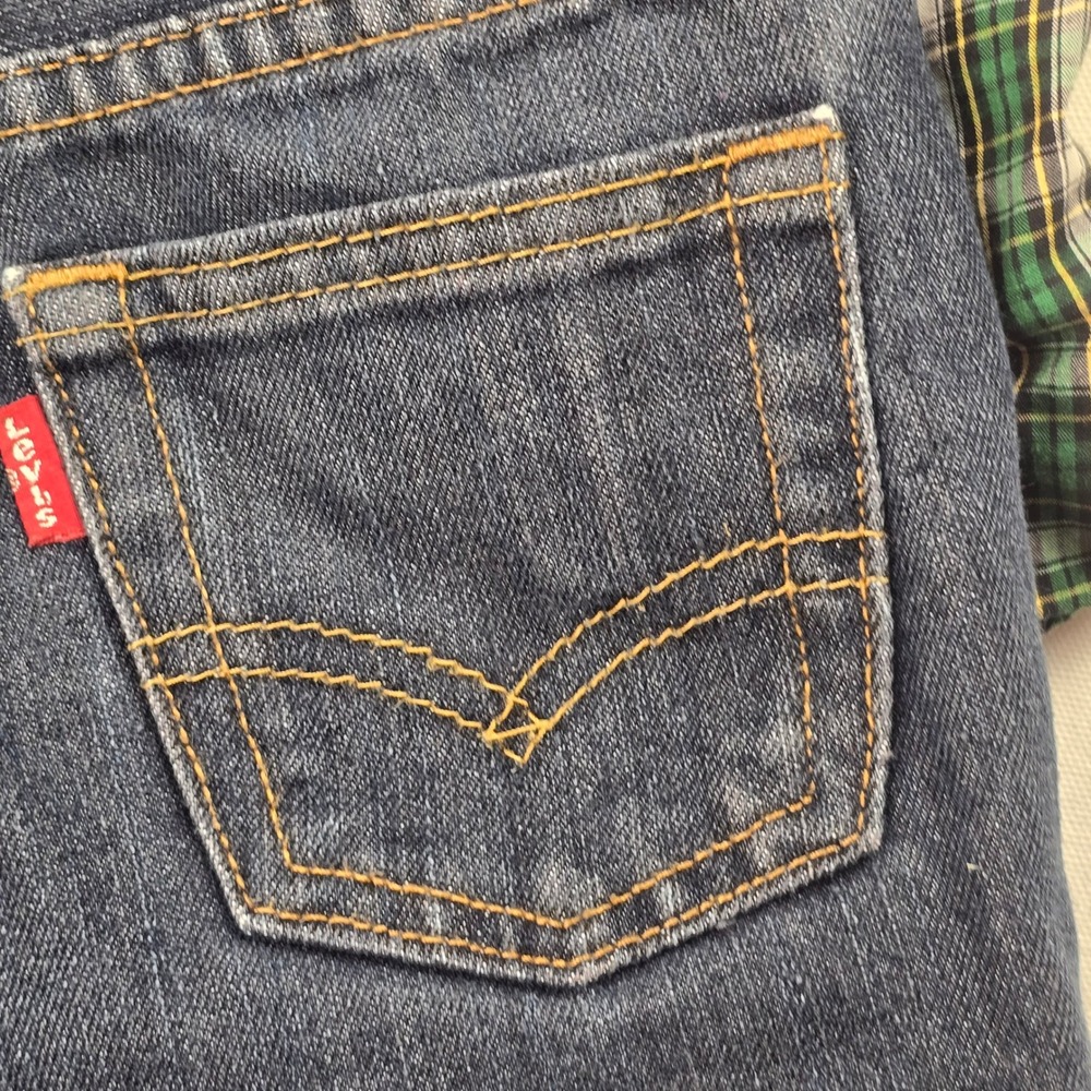 Boys OshKosh Plaid Shirt and Levis 514 Straight Jeans Set Green Blue Size 4T‎ - Picture 10 of 16